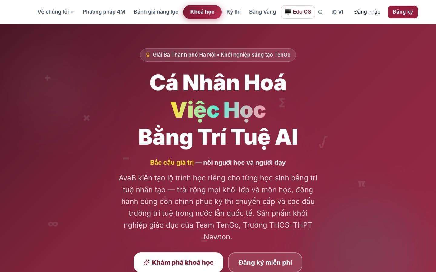 avab.vn — AI personalized learning platform (live homepage)